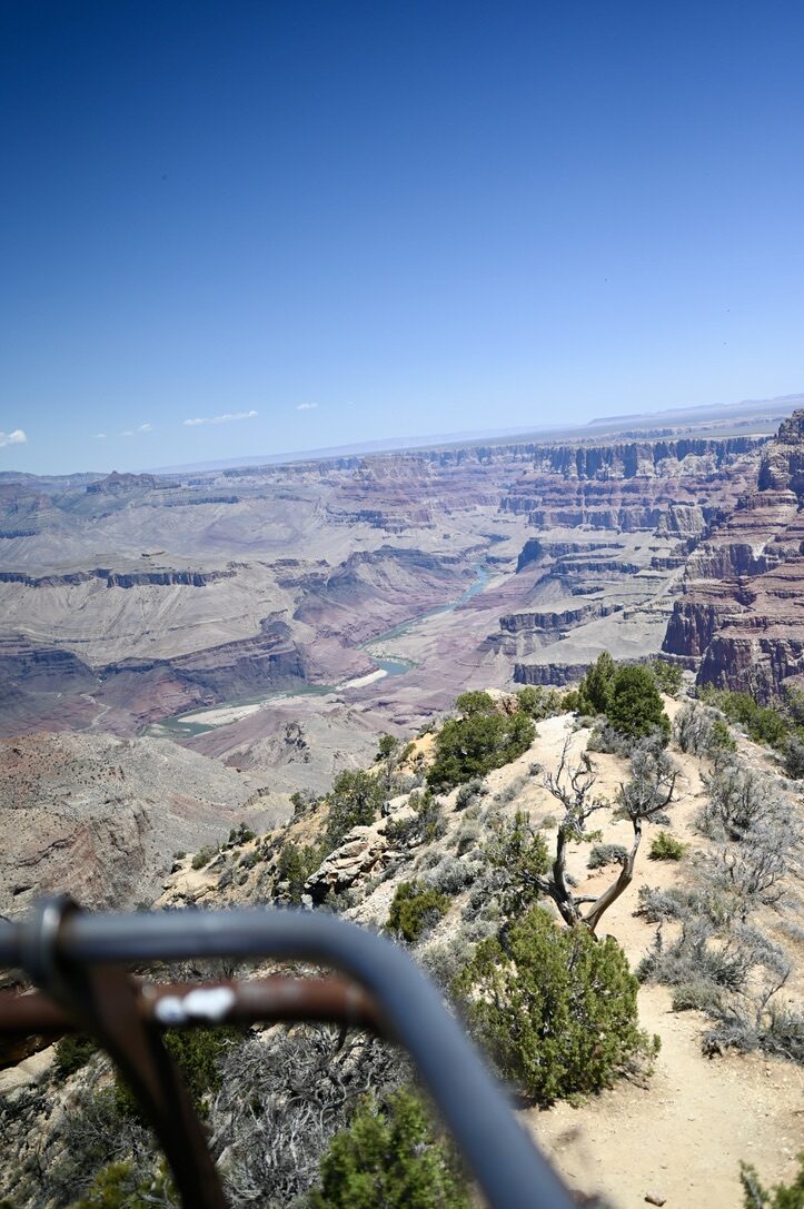 The wide canyon and the Colorado River far below, seen from Desert View
