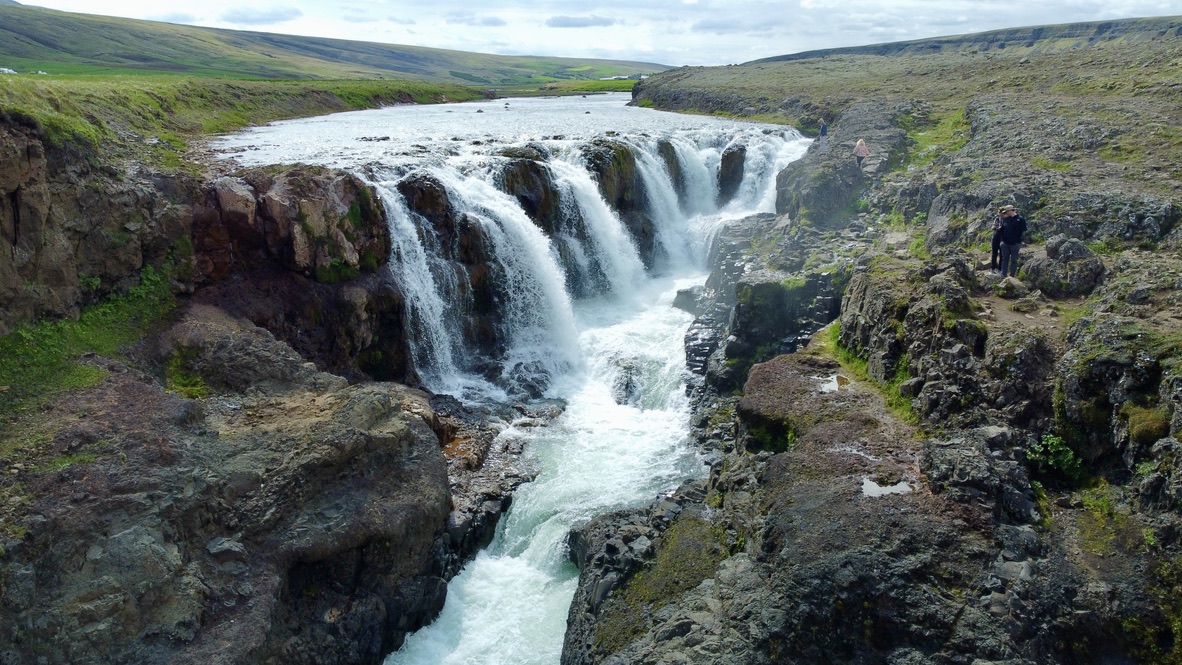 Kolugljufur Canyon waterfall