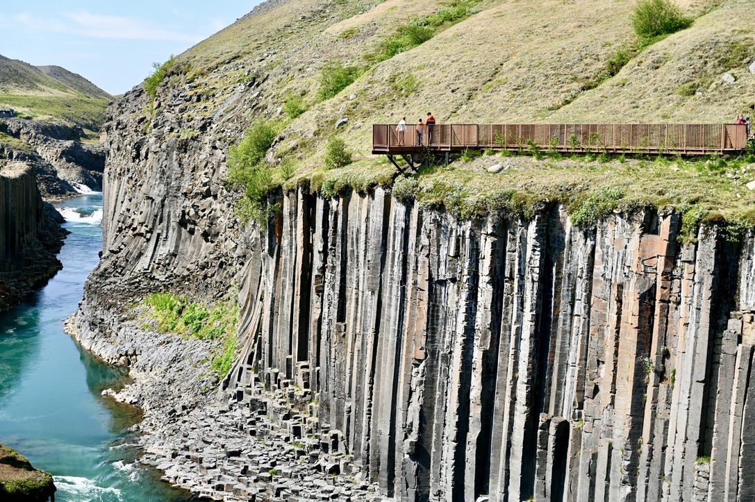 Stuðlagil canyon boardwalk view