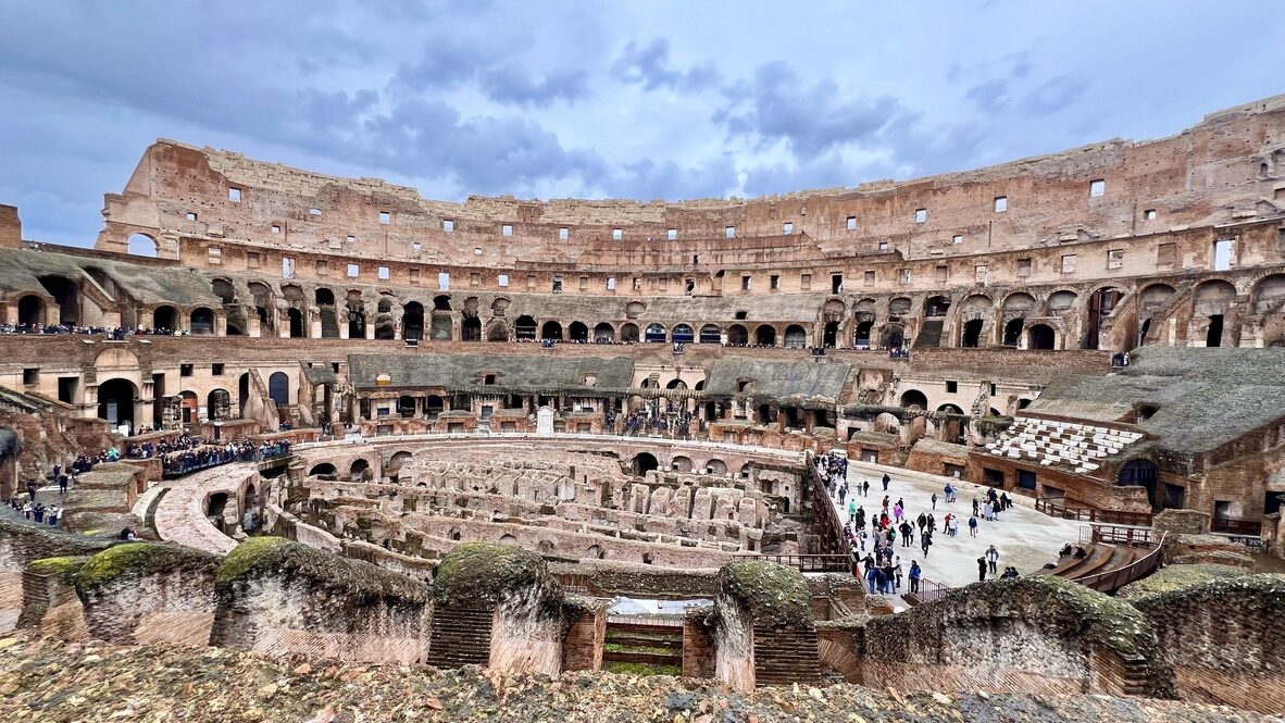 The tiers and arena floor of the Colosseum