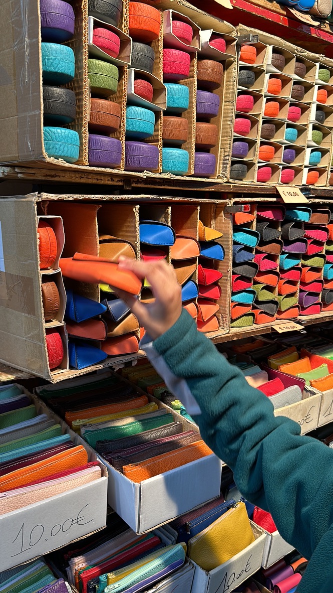 Leather goods in the market