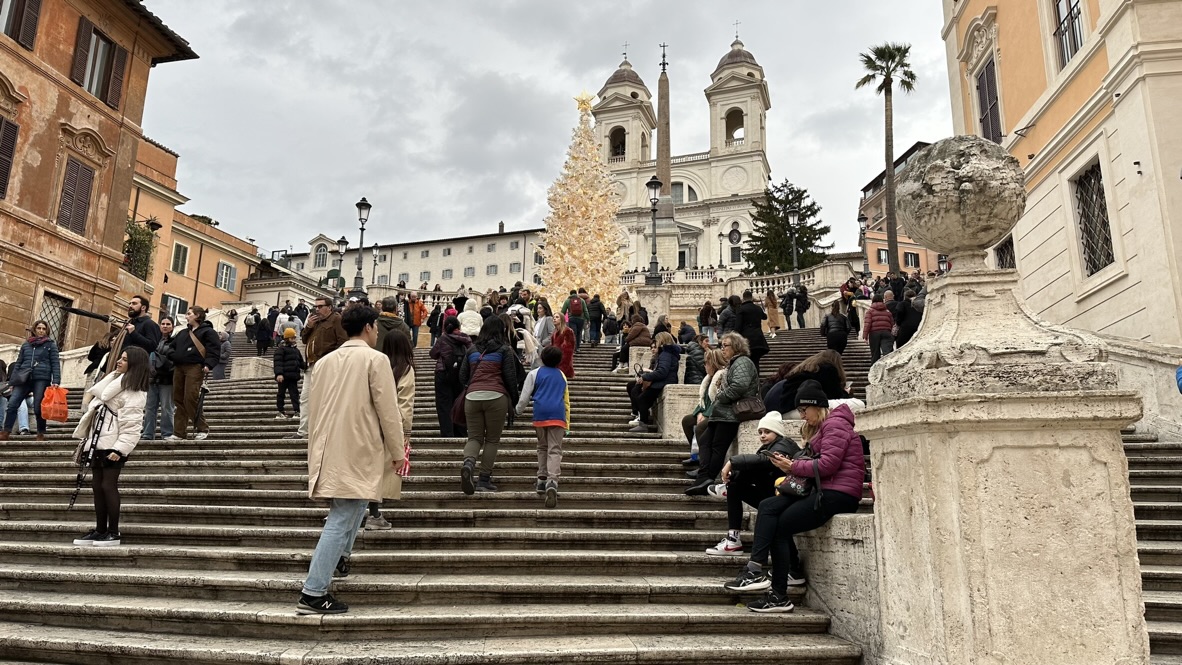 Crowds at the Spanish Steps in early January.