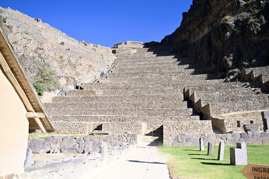 The giant stone terraces of Ollantaytambo climbing the hillside